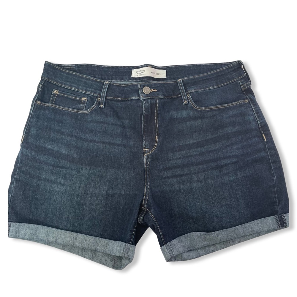 Levi Strauss Signature Women’s Mid Rise Denim Cuffed Hem Shorts with Stretch 16